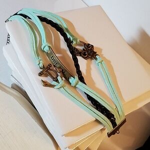 Multi Layer Vegan Suede Leather Bracelet 7"